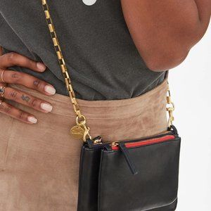 CLARE V Box Chain Crossbody Strap - Brass